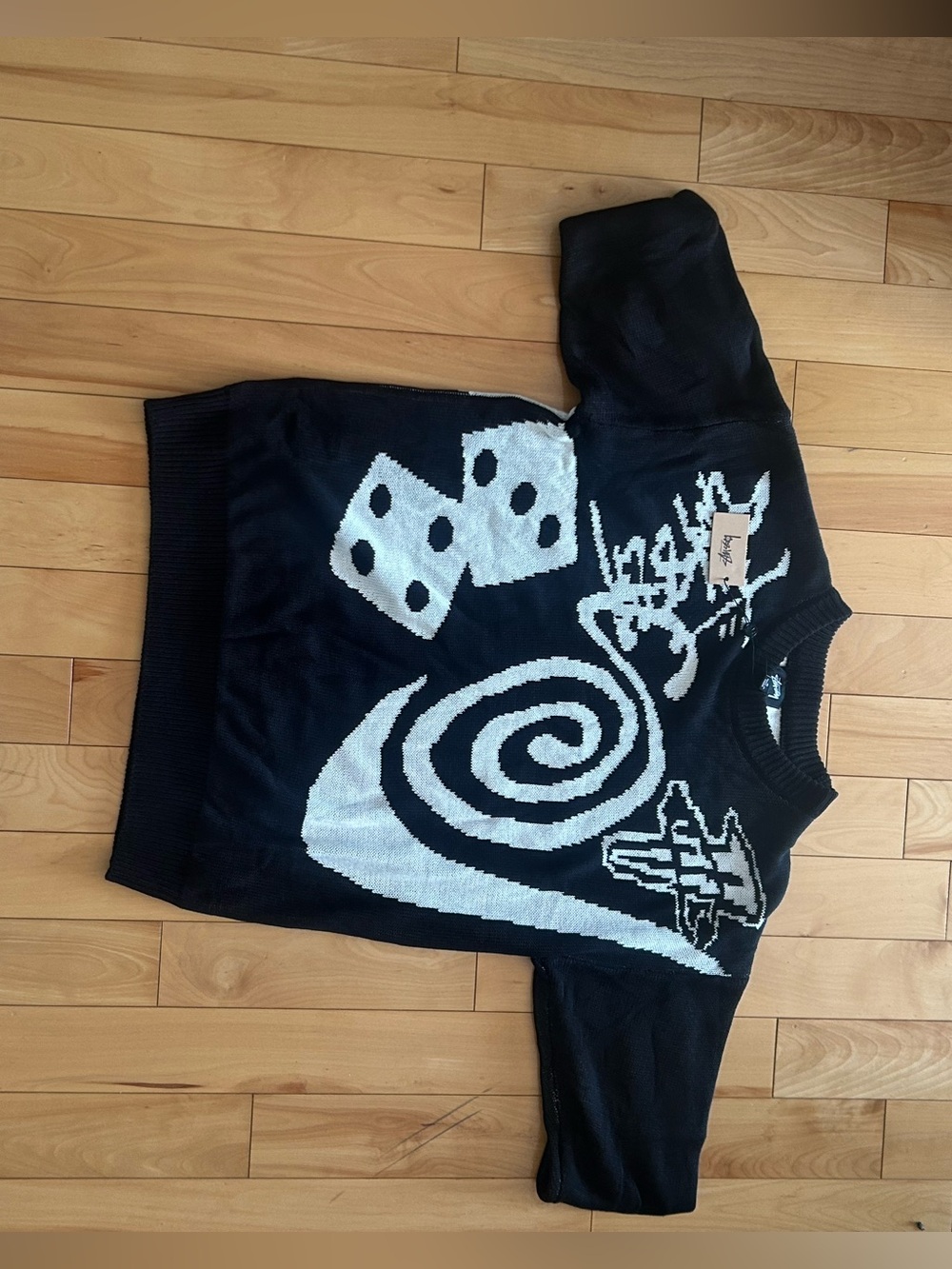 Stüssy Graphic Knit Sweater – Black/White (BNWT - Size S)